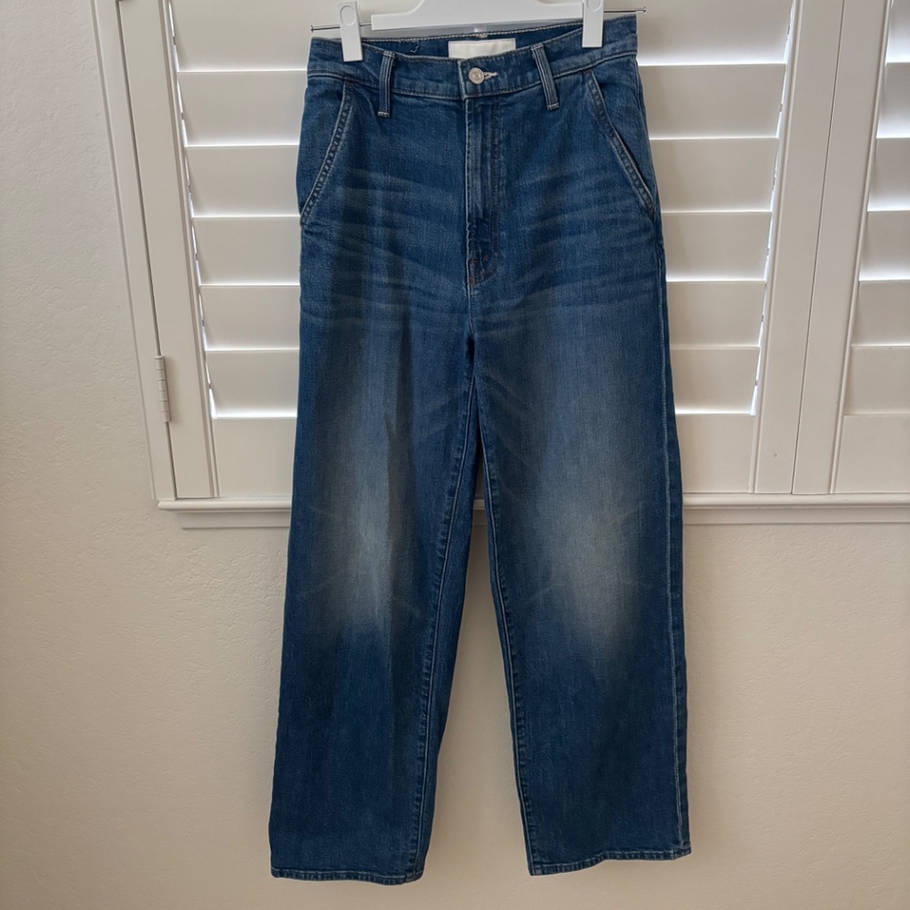 MOTHER High-Rise Wide-Leg Jeans in Washed Blue - Picture 6 of 12